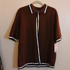 Culture Kings XXIII Brand - Brown Knit Polo Button Up - Size L